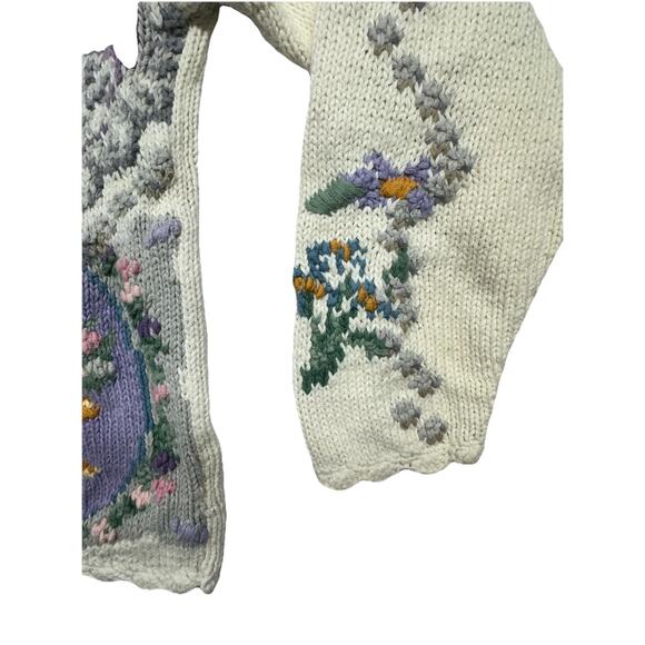 Cottagecore Sweater 90s Vintage Northern Isles Handknit Granny Pastel Grandma - Picture 9 of 11